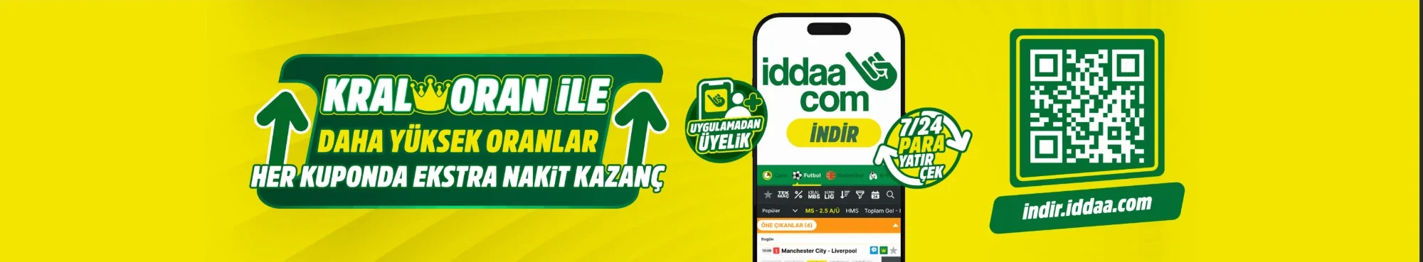 Kral Oran ile daha yüksek oranlar, her kuponda ekstra nakit kazanç. iddaa.com uygulamasını indir: indir.iddaa.com
